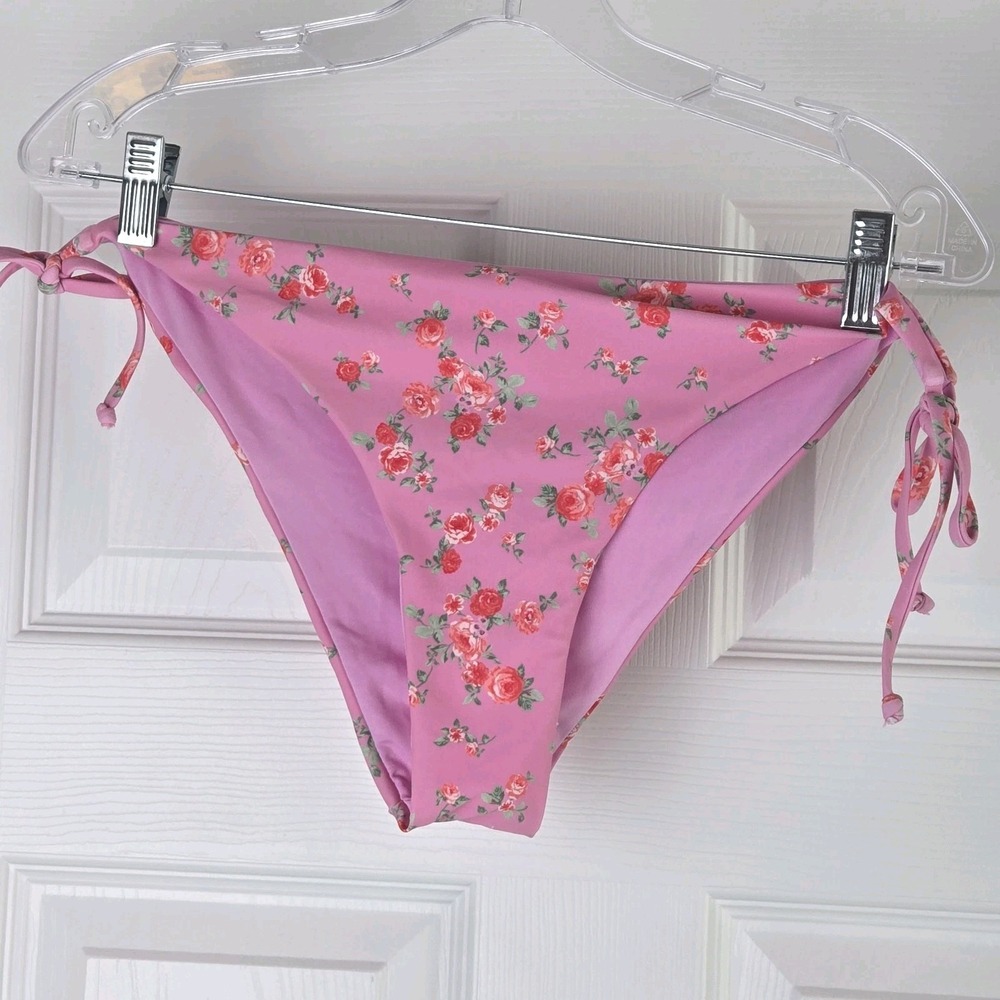 Alter'd State Pink Floral Side Tie Bikini Bottom Scrunch Butt Size XL Swimsuit